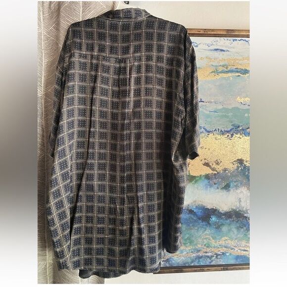 Perry Ellis navy blue silk shirt size large - Picture 2 of 9